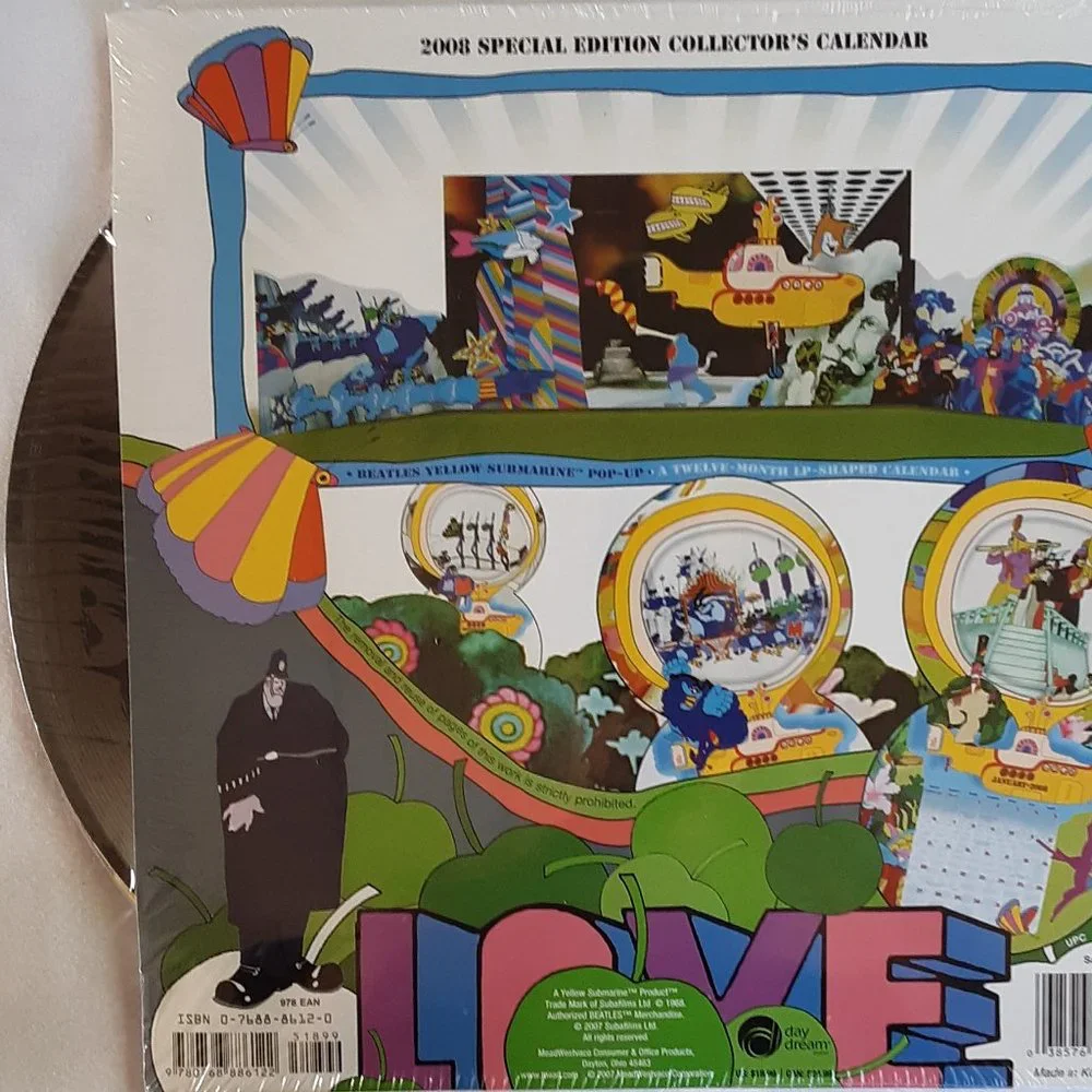 Beatles Calendar Yellow Submarine Collectible Brand New Sealed 2008